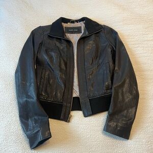 Black Rivet Leather Jacket - Brown